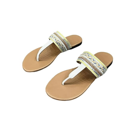 

Gomelly Women Flip-flops Backless Flat Sandals Beach Thong Sandal Comfort Slides Ladies Womens Yellow 5.5