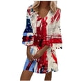 thumbnail image 2 of Summer Savings Clearance! Edvintorg 4Th Of July Plus Size Summer Dresses Fashion Independence Day Print Casual V-Neck 3/4 Sleeve Fold Mini Dress Festival Outfits, 2 of 5