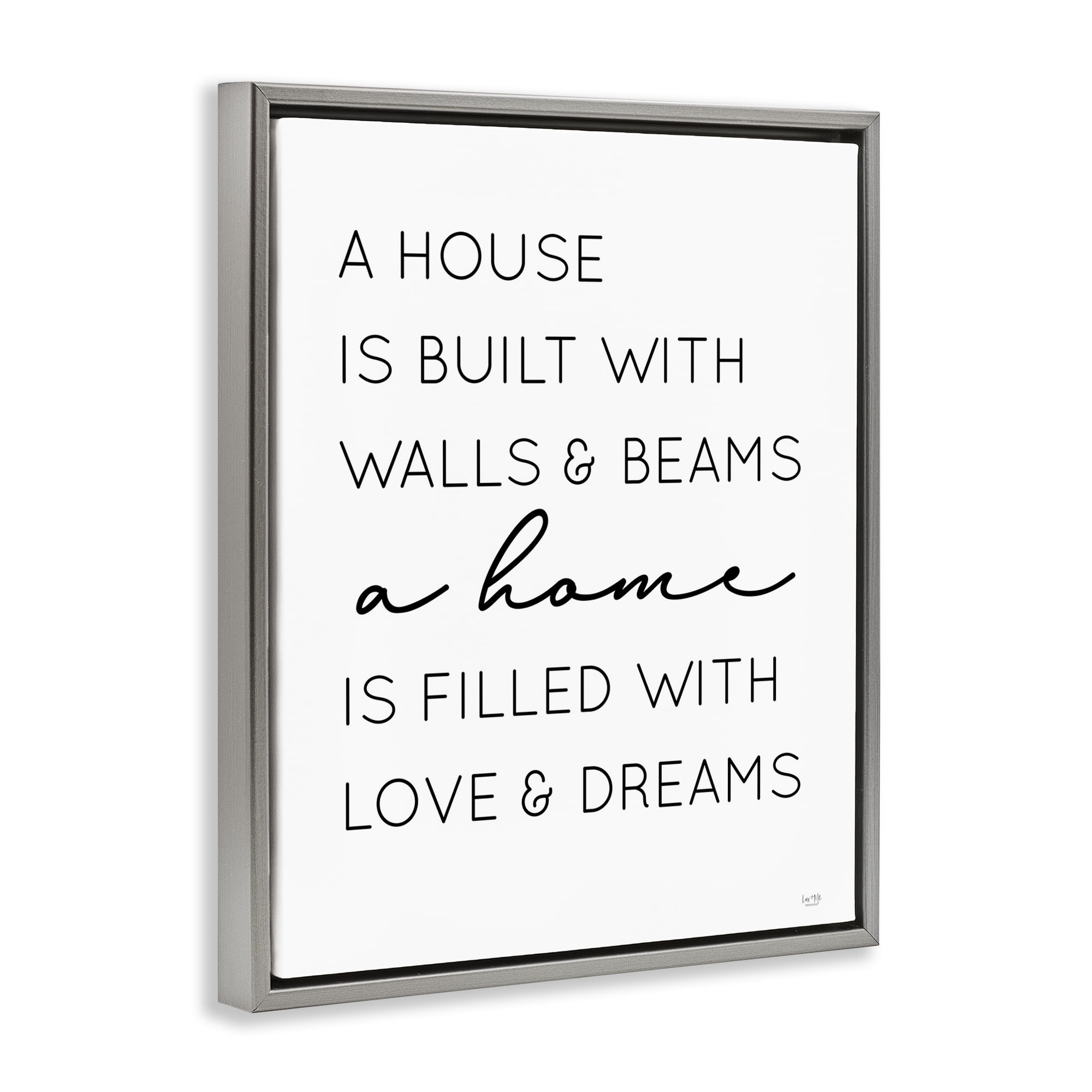 Stupell Industries Love & Dreams Sentiment Typography Painting Gray Floater Framed Art Print Wall Art, 25 x 31