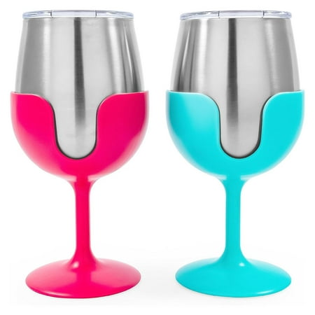 

ZRQarq Life is Better at The Campsite Wine | Heavy Duty Double Wall Vacuum Insulation | Crafted of 18/8 Stainless Steel | Features Removable Blue & Stems | 2-Pk 8-oz/Each (51915)