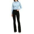 thumbnail image 2 of INSPIRE CHIC Women's Point Collar Button Up Long Sleeve Satin Office Business Casual Shirt, 2 of 6