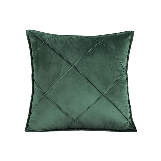 sweethay Funda de cojín de terciopelo, Simple, , grande, con celosía, Color sólido, funda de almohada nórdica, funda de cojines lavables, Suministros térmicos Verde oscuro
