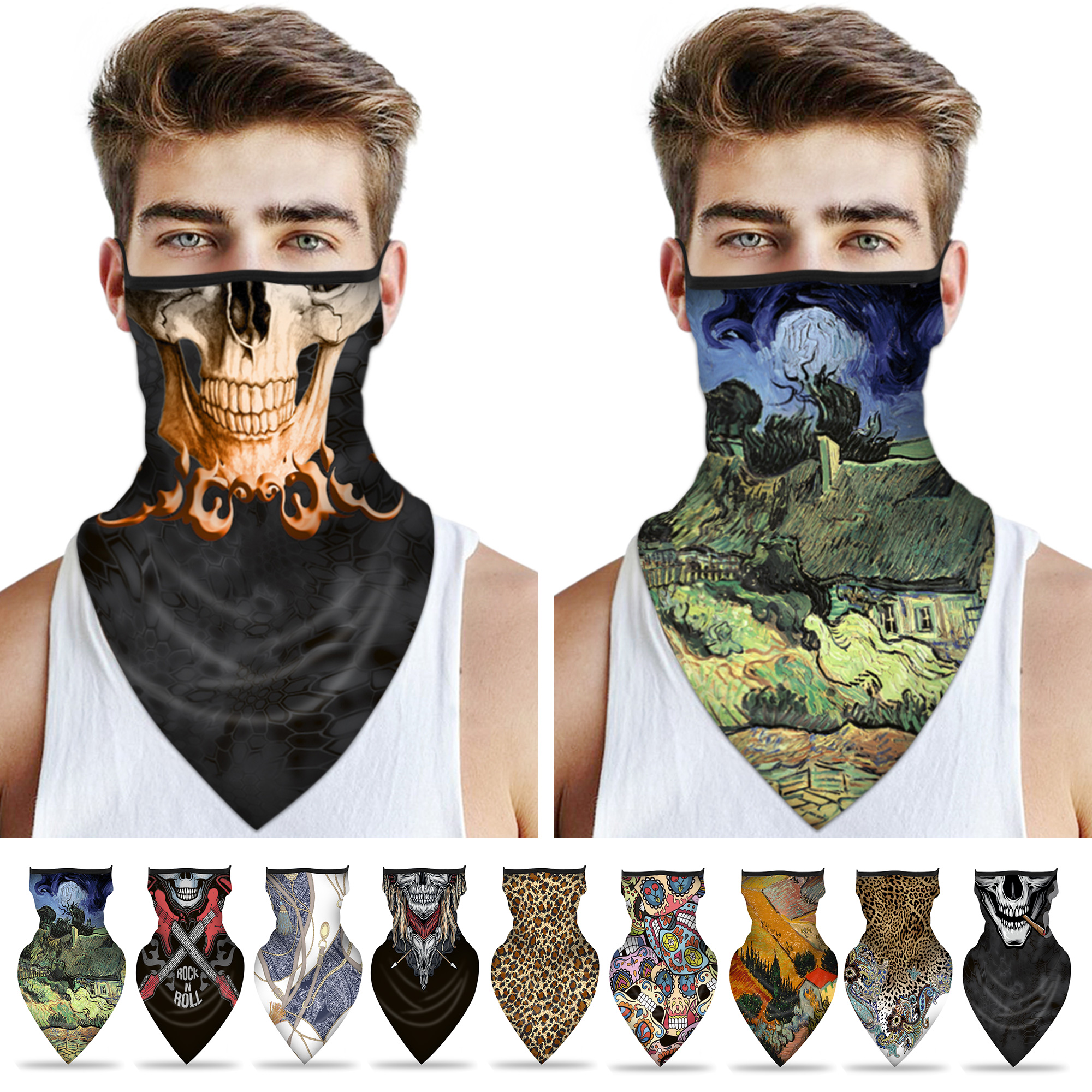 Leopard Face Mask Sun Shield Balaclava Scarf Neck Gaiter UV Headwear Fishing