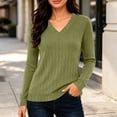 thumbnail image 2 of SHTXOZHI Women's Long Sleeve Tops Trendy Pullover Knitted V-Neck Shirts Casual Solid Color Fall Winter Base Layer Sweaters, 2 of 7