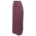 thumbnail image 2 of A2Y Women's Drawstring Waist Side Pockets Rayon Maxi Skirt Egg Plant 3XL, 2 of 4