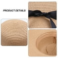 thumbnail image 3 of 56-58 cm hat circumference female bow straw hat summer big brim sun hat outdoor travel sunscreen beach sun hat - Khaki, 3 of 5