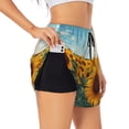 thumbnail image 3 of Lsque Sunlit Sunflower Field Printed Women's Running Shorts with Liner Pockets,Elastic Quick Dry Workout Athletic Gym Yoga Shorts,Womens High Waist Shorts-X-Large, 3 of 9