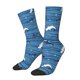 thumbnail image 1 of Balery Sharks on White Blue Striped Calcetas Largas con Estampado para Hombre y Mujer – Suaves y Transpirables, Talla Única (US 5-11), 1 of 6
