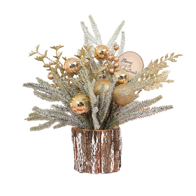 xiaxaixu Mini Christmas Tree, Christmas Ball Pine Needle Pine Nut Decorative Handmade Christmas Tree Tabletop Desk Decoration
