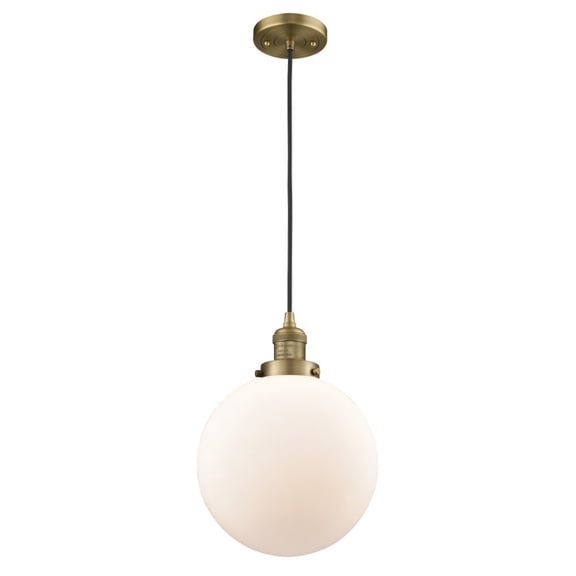 201C-BB-G201-10-LED-Innovations Lighting-X-Large Beacon-3.5W 1 LED Mini Pendant in Industrial Style-10 Inches Wide by 13 Inches High   Brushed Brass