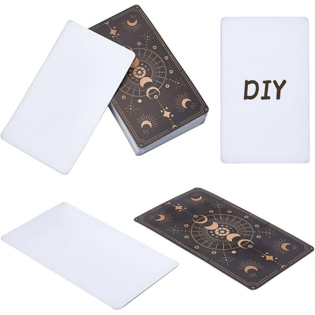100 cartas de tarot en blanco con diseño en el reverso, cartas de tarot oráculo para escribir, con diseño en lámina dorada, 6,9 x 11,8 cm (2,72 x 4,65 pulgadas).