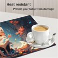 thumbnail image 3 of Colorful Fox Flower Tree Placemats Set of 4, Heat Resistant Washable Linen Table Mat Wipeable Indoor Outdoor Kitchen Holiday Party Tables Decoration Coffee Place Mats 12x18 Inch, 3 of 5
