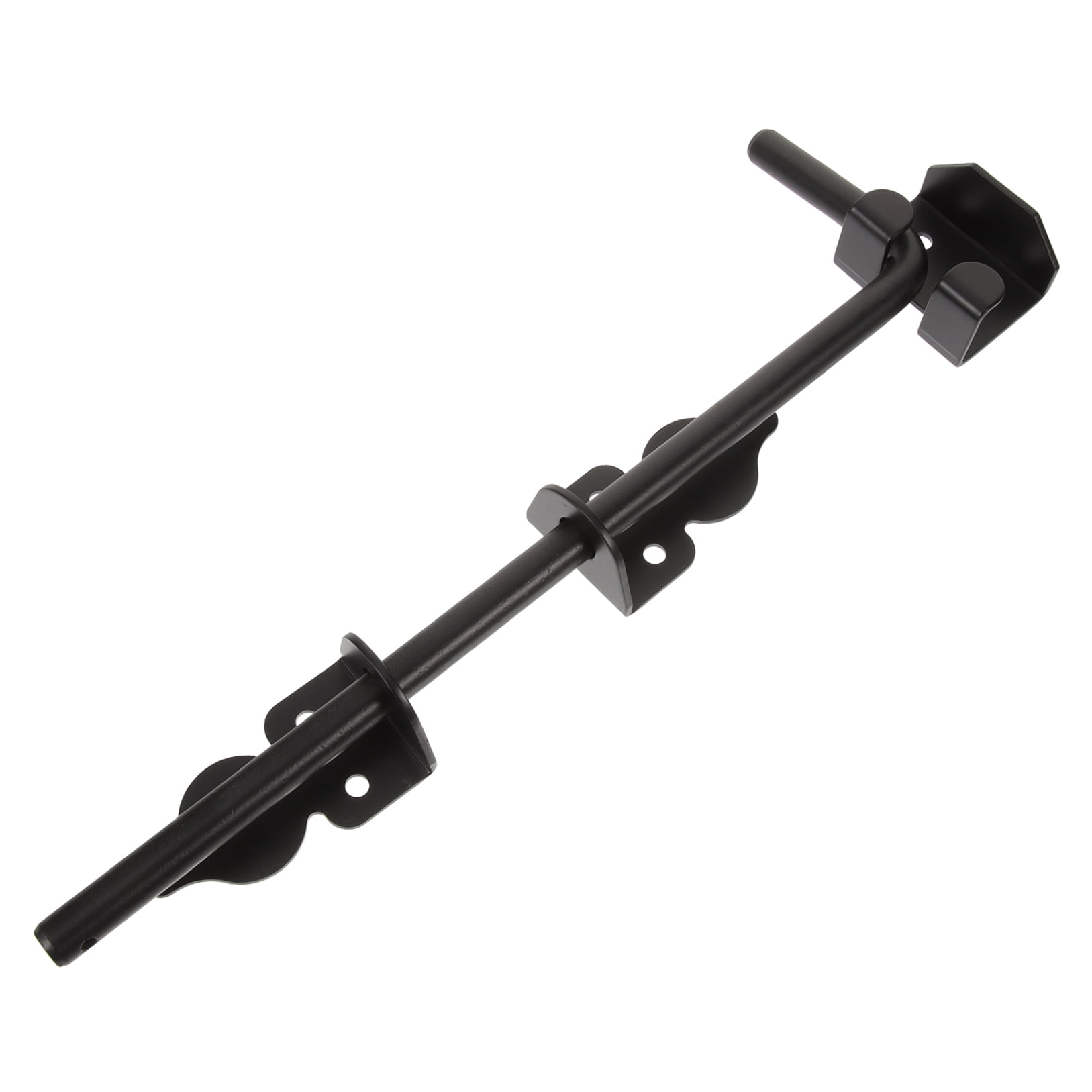 KALLORY Black Gate Latch Solid Thick Cane Bolt for Wood Fence Durable Floor Mounted Gate Hardware
