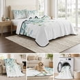thumbnail image 6 of Twin XL Quilt Set 68''x98'', Sage Green Eucalyptus Lightweight Summer Bedspread Coverlet Set with 2 Pillow Shams, Watercolor Botanical Leaves Breathable All Season Quilt Bedding for Dorm/Guest Room, 6 of 9