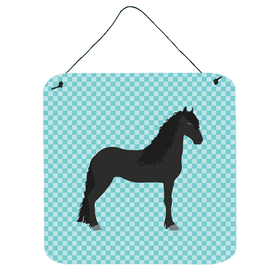 Carolines Treasures BB8089DS66 Friesian Horse Blue Check Wall or Door Hanging Prints, 6 x 6 in.