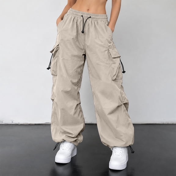 Womens Cargo Pants Lightweight Baggy Hiking Parachute Pant with Pockets Workout Athletic Casual Trouser Outdoor 2026