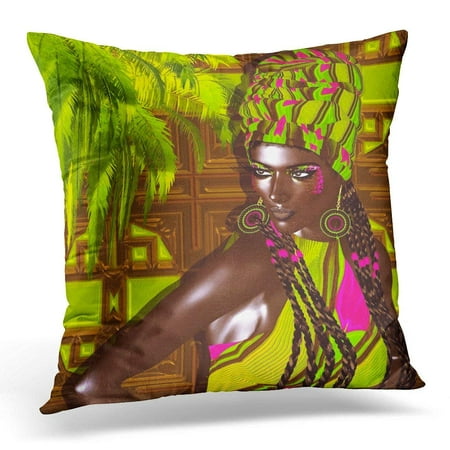 CMFUN African American Beauty Perfect for Expressing Themes of Diversity Hairstyles and Makeup on Colorful Pillow Case Pillow Cover 20x20