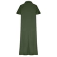 thumbnail image 5 of Danhjin Green Women's Summer Linen Midi Long Beach Dress Casual Flowy Loose A-Line Short Sleeve V Neck With Hem Dress Vacation Outfits Wrinkle-Free, 5 of 5