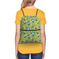thumbnail image 5 of Wukai Lemon Waterproof Drawstring Backpack with Zipper Pocket,Large Foldable Gym Bag for Women and Men, Perfect for Sports, Yoga, and Travel, 5 of 8