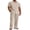 Moon Gray, variant on Men's 2 Piece Linen Beach Outfits Short Sleeve Button Down Shirts Loose Pants For Men