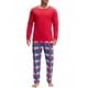 thumbnail image 5 of Conjunto de pijamas familiares de cuadros para hombre, camisetas de manga larga y pantalones, color rojo, 5 of 5