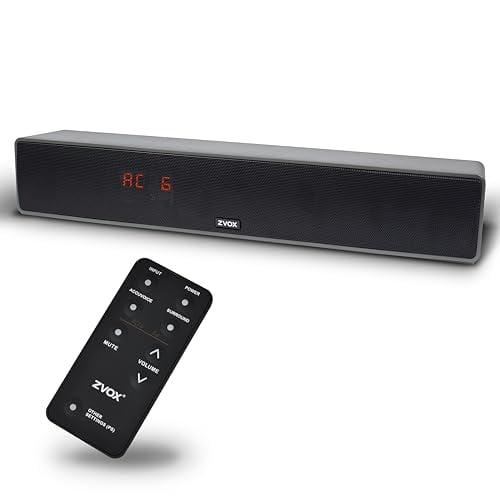 Barra de sonido para aclarar diálogos ZVOX con tecnología auditiva patentada - AccuVoice TV Soundbar AV157 Titanium - Doce niveles de refuerzo de voz - Altavoces de audio para cine en casa