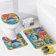 thumbnail image 4 of Rancho Dino-theme 4-Piece Shower Curtain Set with Rugs, Waterproof Bathroom Decor Set Includes Bath Mat, U-Shaped Rug, Toilet Lid Cover and Curtain with Hooks, 4 of 6