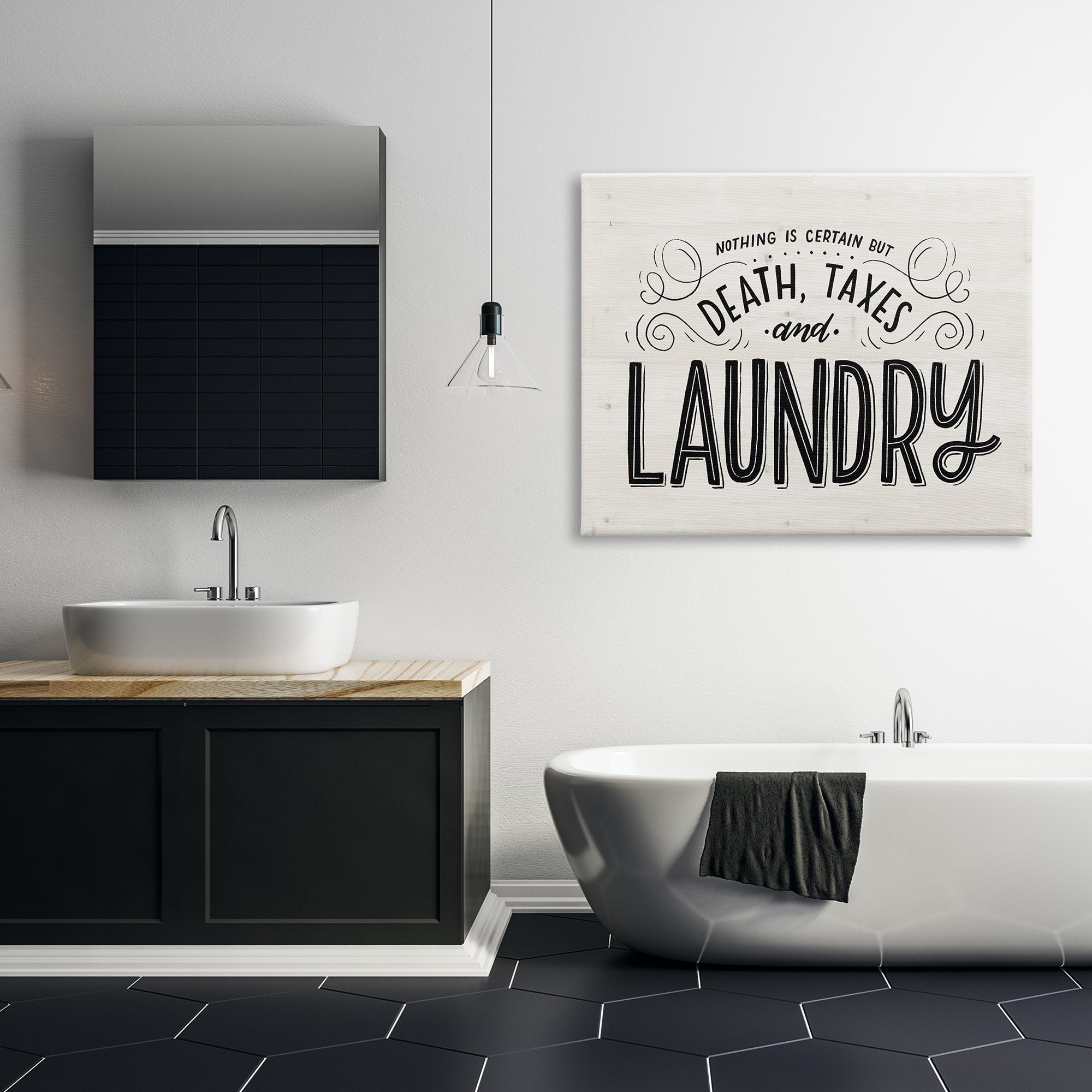 Stupell Industries Death Taxes and Laundry Funny Phrase Playful Typography, 36 x 48, Designed by Loni Harris