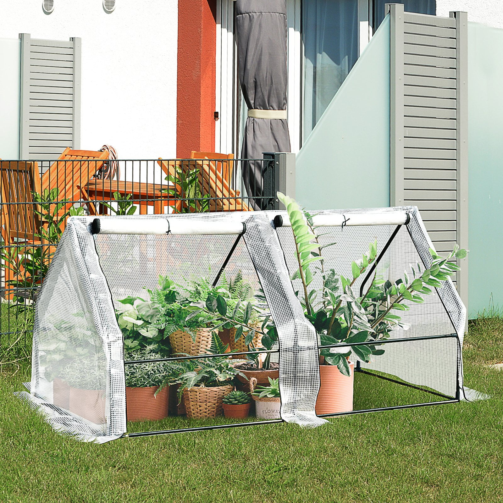 Walkin Plant Greenhouse Rollup zippered Doors Overlong cover