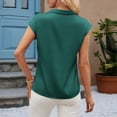 thumbnail image 3 of Plus Shirts for Women Plus Size Solid Color Cap Sleeve Satin Blouse, 3 of 6