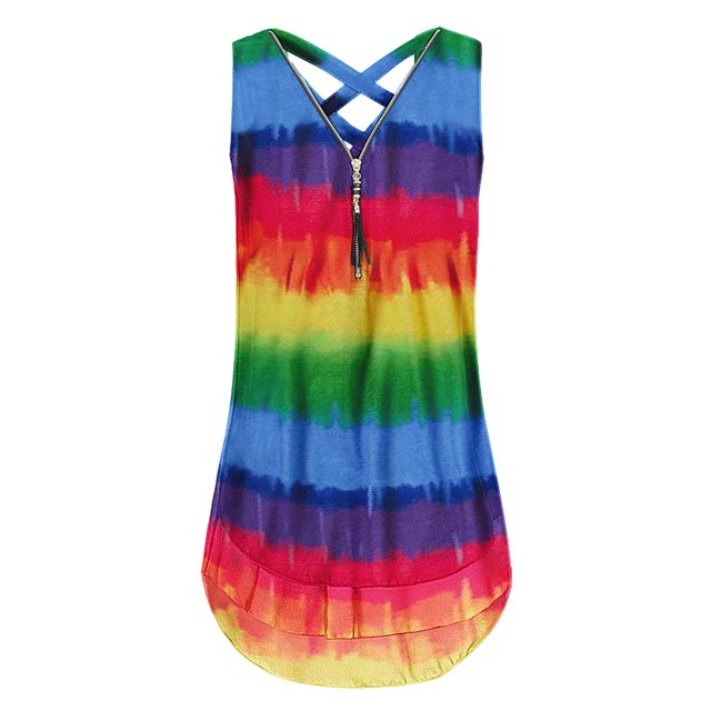 Gráfico camisetas sin mangas para las mujeres Tank Top for Women Sleeveless Tank Top Hem Layed Zipper V cuello Loose Tank Tops for Women Tshirts Tops (Yellow, L)