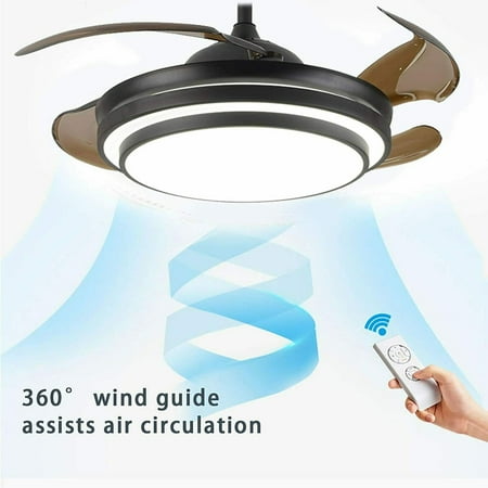 

Miumaeov Ceiling Fans with Light 4 Retractable Blades LED Ceiling Fan 3 Color Changes 3 Speeds Remote Control Chandelier Black 42