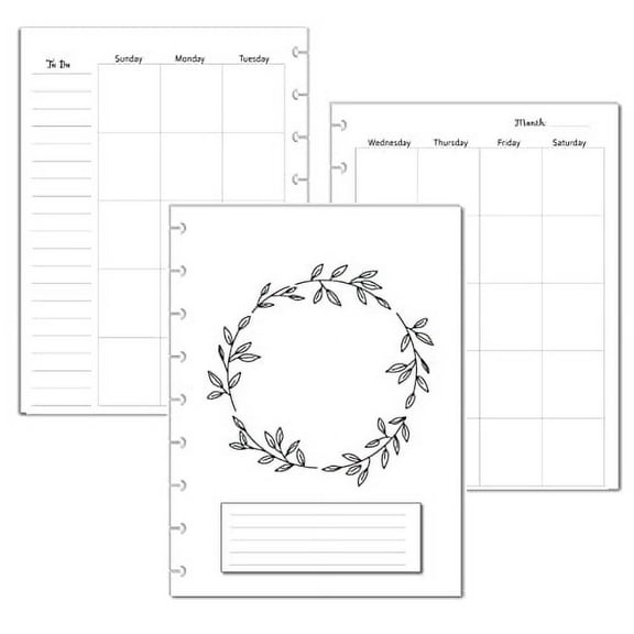 Undated Monthly Calendar Refills for 9 Disc Happy Planners (Flora)