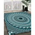 thumbnail image 3 of Ahgly Company Tapis d'Intérieur Lavables en Machine Rectangle Transitionnel Vert Sarcelle Profond, 2' x 3', 3 of 7