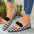 thumbnail image 6 of SuTry Women's Square Toe Mesh Flats Polka Dot Print Bow Detail Slip On Lightweight Comfortable Casual Walking Shoes(41), 6 of 9