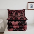 thumbnail image 5 of jejeloiu Dramatic Damask Queen Comforter Set,Gothic Print Comforter Sets Queen For Adults,Red Black,Black Reversible,3pcs,1 Comforter and 2 Pillowcases, 5 of 7