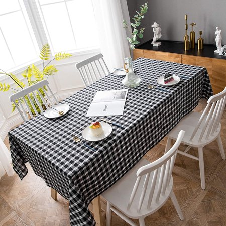

Rectangle Tablecloth 54x84 - Rustic Buffalo Plaid Pattern Premium Rectangle Weights Fabric Table Cloth for Picnic or Caterings Black