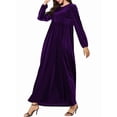 thumbnail image 3 of Women'S Velvet Maxi Dress Casual Solid Color High Waist Long Sleeve Fall Winter Flowy Gown L, 3 of 7