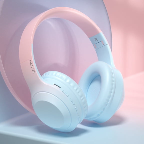 Kids Bluetooth 5.2 Headphones with LED Cat Ears (85/94dB Volume Limit & 100H Play Time) Foldable Wireless/Wired Headset with 3.5mm Cable for School/Travel - Blue