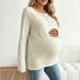 thumbnail image 5 of Noric Women Maternity Long Sleeve Striped T-Shirt Casual Henley Neck Tops for Pregnancy Fall Winter Daily Wear, 5 of 7