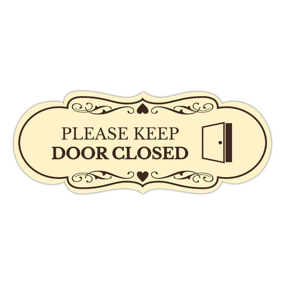 Designer Please Keep Door Closed (Image) Sign (Ivory/Dark Brown) - Medium