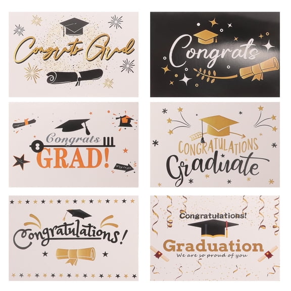 FOMIYES 6 Sets Graduation Greeting Cards with Envelopes, Assorted Colors, Decorative Invitations for Party and Celebration