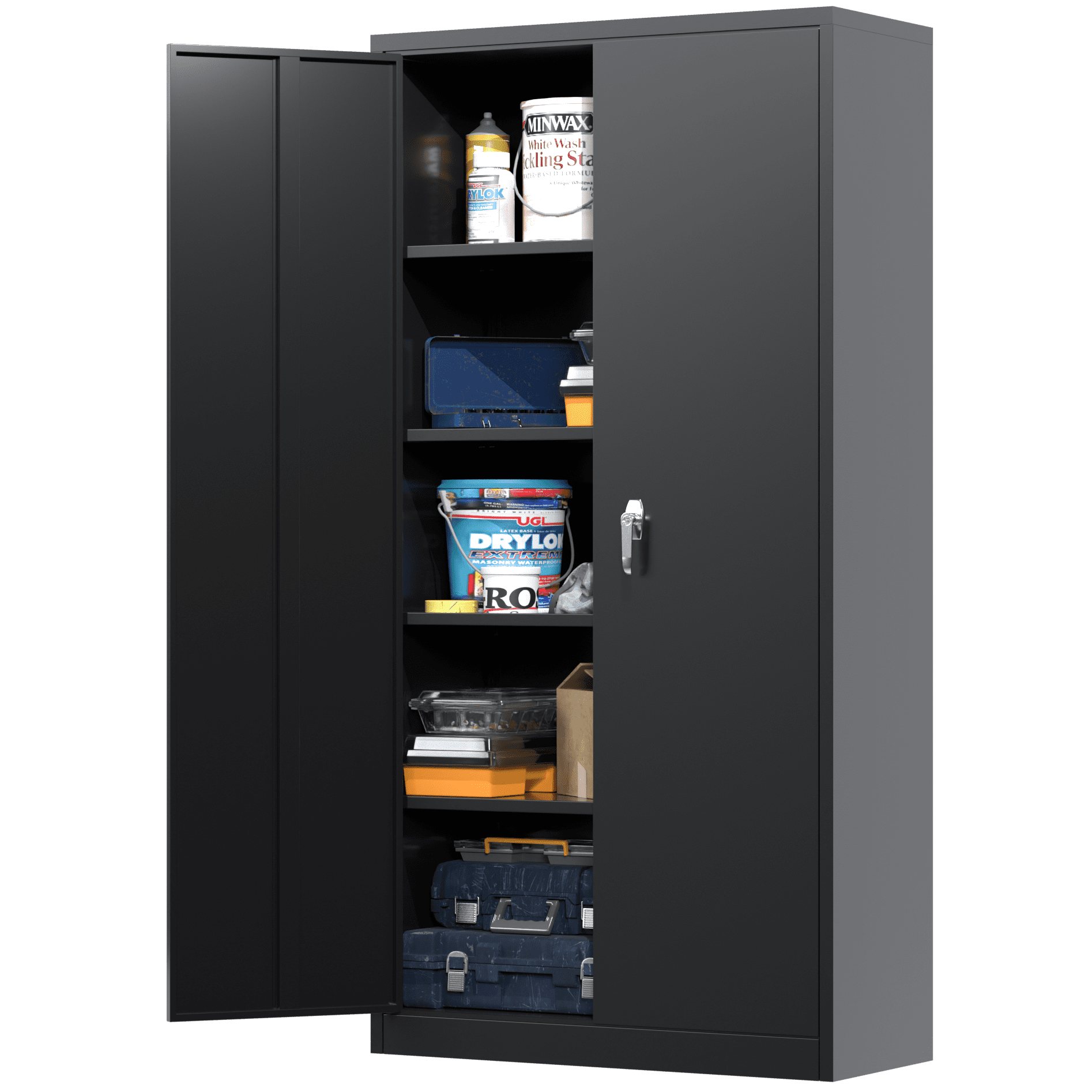 SUPEER Black Metal Storage 72" Locking Steel Storage