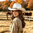 thumbnail image 2 of Classic Cowboy Hat Western Headwear Outdoor Riding Beach, C-Beige, 2 of 5