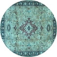 thumbnail image 1 of Ahgly Company Indoor Round Medallion Light Blue Traditional Area Rugs, 7' Round, 1 of 4