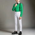 thumbnail image 2 of Bovxnpu Boys Performence Outfits Boys Summer Long Sleeve Dress Shirt 3 Piece Bow Tied Suspender Outfits, 2 of 7
