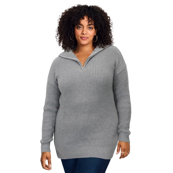 Avenue Women's Plus Size Half-Zip Pullover Sweater