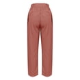 thumbnail image 5 of Brown Sweatpants Women's Cotton and Linen Elastic Waistband High Waistband Pocket Pants Side Buttons Nine Point Pants Loose Casual Pants Straight Leg Pants Fashion Clothing, 5 of 5