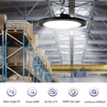 thumbnail image 2 of GCGAFUL 240W LED UFO High Bay Lights, 33600LM 5000K IP65 Commercial Bay Lighting Fixture, Super Bright with 5ft Cable, Plug & Play for Warehouse, Factory, Garage, Workshop, Barn, 2 of 9