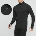 thumbnail image 4 of Mens Workout Raglan Shirts Long Sleeve 1/4 Zipper Athletic Tops with Thumb Hole Stand Collar Skinny Stretchy Tops Black, XL, 4 of 7